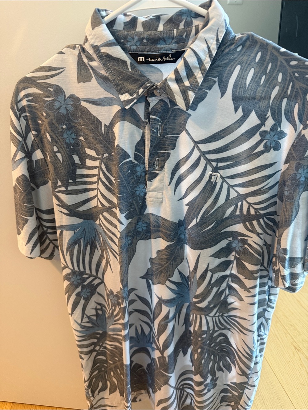 Tommy Bahama Navy and White Tropical Print Short-Sleeve Polo